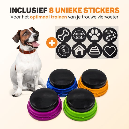 Vulpes Goods® Pets - PRO Bouton parlant pour chiens - Boutons pour chiens - Laissez parler votre animal - Jouets pour chiens - Dressage de chiens - Autocollants de dressage inclus