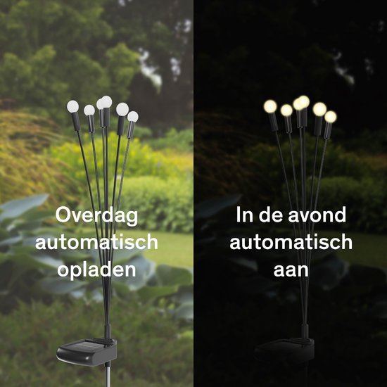 Sinji Firefly LED bulbs - Lampes de jardin solaires, Lampes d'ambiance solaires, résistantes à l'eau et à la poussière, adaptées à l'extérieur, 2 pièces, noir