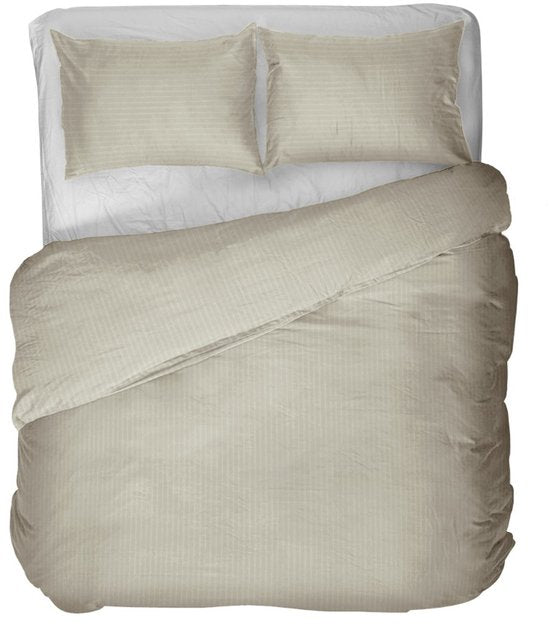 Kayori Elin Housse de couette Satin de coton - 140x200-220 cm +1 taie d'oreiller - Single - Sand