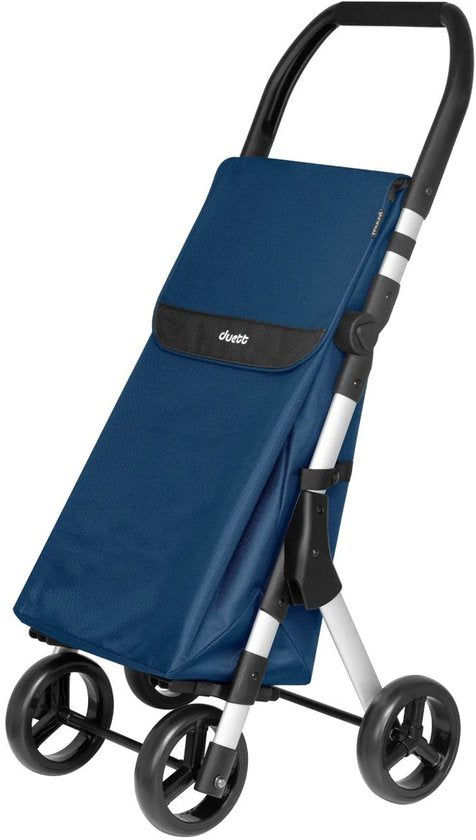 Duett Muuvi Up Chariot de courses - Capacité du sac 46L - 4 roues - Pliable - Bleu