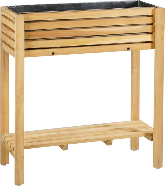 Mica Decorations Jardinière d'extérieur Glenwood Rectangle - L70 x L30 x H75 cm - Bois d'acacia - Brun