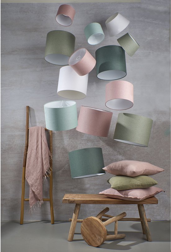Light & Living Abat-jour cylindrique Livigno - Rose - Ø30x21cm - pour lampes de table, lampes suspendues
