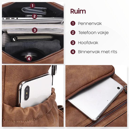 Sac à dos Glennoo - Sac à dos femmes - Cuir PU - Marron