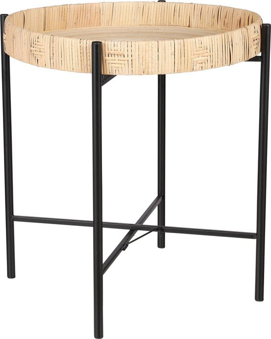 Mica Decorations Table d'appoint Kaj - H51 x Ø45 cm - Rotin - Brun