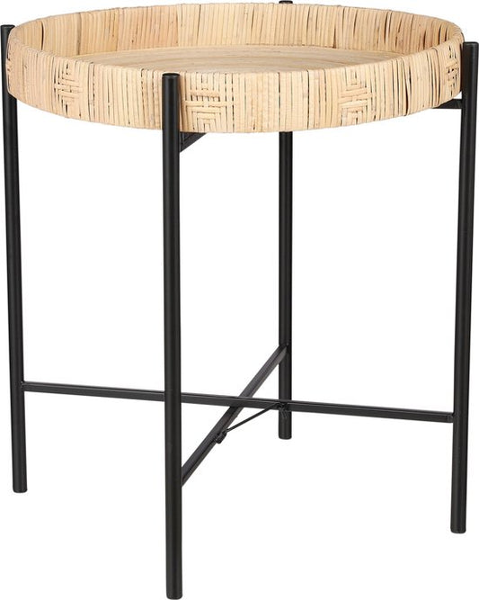 Mica Decorations Table d'appoint Kaj - H51 x Ø45 cm - Rotin - Brun