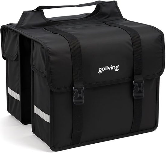 Goliving Bicycle Bag 45 Liter - Sacoche double pour vélo - Imperméable - Avec réflecteurs - Vélos électriques - Noir