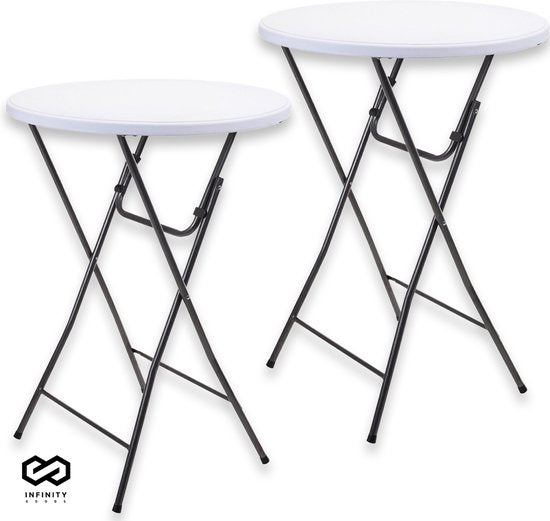 Infinity Goods 2 Sturdy Tables - Table de fête - Robuste et résistante aux intempéries - Pliable - 80cm x 110cm - Fête - Blanc/Gris