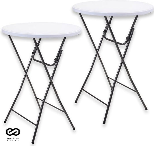 Infinity Goods 2 Sturdy Tables - Table de fête - Robuste et résistante aux intempéries - Pliable - 80cm x 110cm - Fête - Blanc/Gris