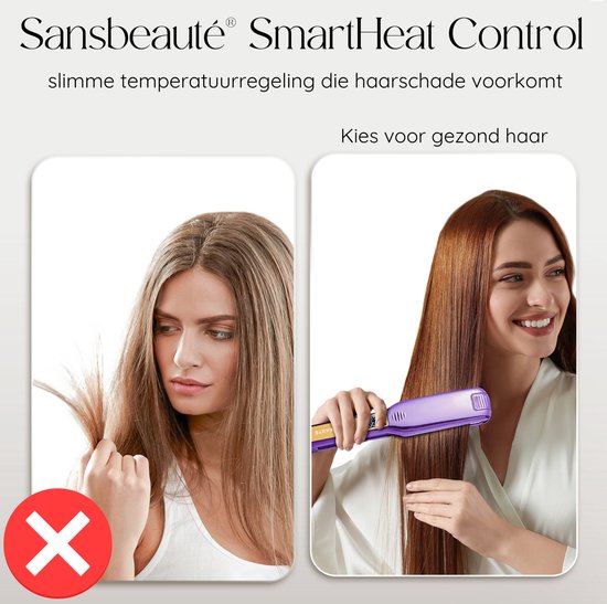 Sansbeauté® Lisseur professionnel - 2 en 1 - Fer à boucler - Lisseurs - Lisseur de cheveux - Mise en température rapide - 80℃ à 230℃ - Lissage et bouclage - Technologie ION - Classic Purple
