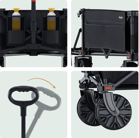 LifeGoods Wagon - Wagon pliable - 130KG - 200L - pliable - avec housse de protection - noir