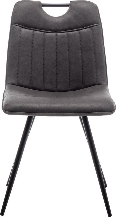 Furnihaus Chaise de salle à manger Leon Microfibre Anthracite Lot de 2