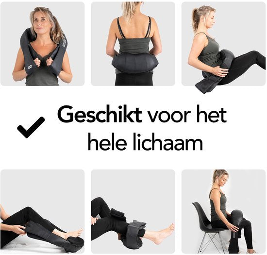 Infinity Goods Wireless Shiatsu Massage Cushion - Electric - Neck, Shoulder and Back - Heat function - 8 Massage heads - Massager