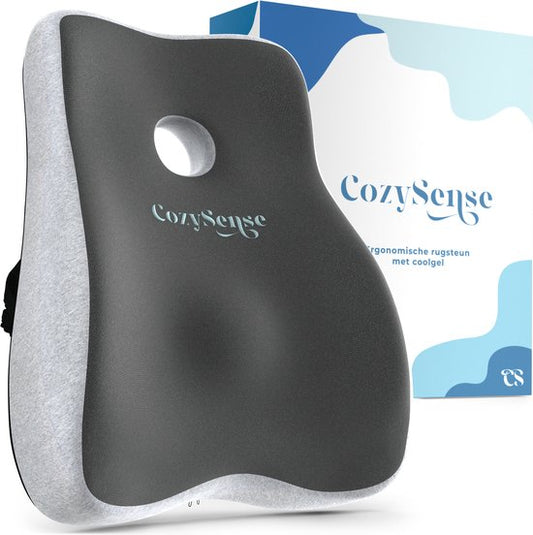 CozySense® Back Support - Coussin lombaire réglable - Coussin lombaire pour la voiture, la chaise de bureau, le lit et le canapé - Ergonomique - Avec Coolgel - Housse lavable