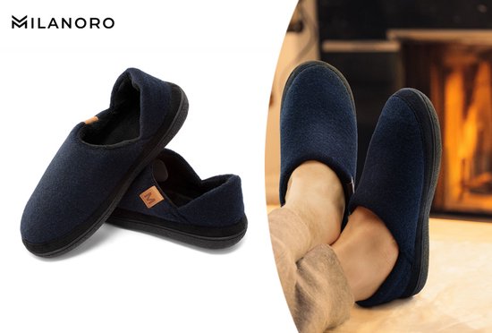 Milanoro - Pantoufles confortables et chaudes pour hommes - Marine - 41-42