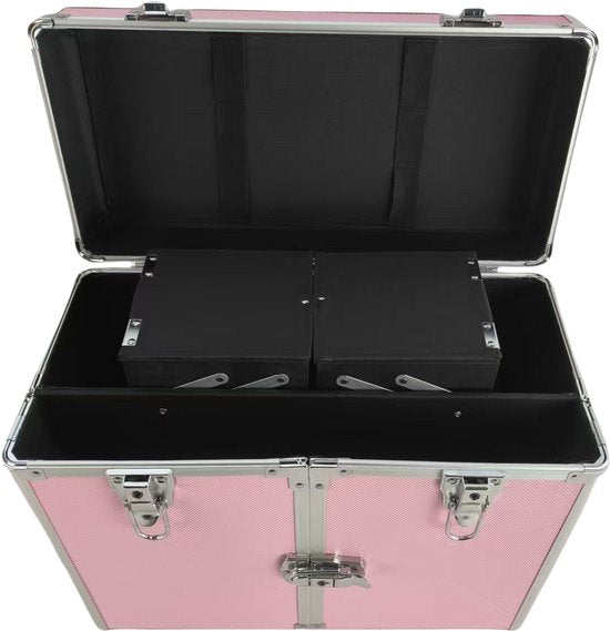 DMV - Valise de coiffeur - Chariot de coiffeur - Valise de coiffeur - Chariot de coiffeur - Valise de maquillage Schmink - Mobile - Portable - Rose