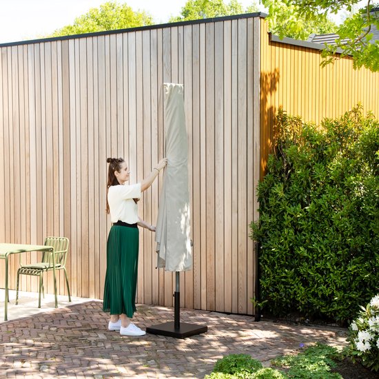 VONROC Premium Parasol Rapallo 200x300cm - Parasol durable - Inclinable - Toile résistante aux UV - beige - Housse de protection incluse