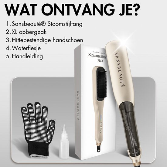 Sansbeauté® Steam Straightener PRO - Lisseur à vapeur - Professional Straightener 5.0 - Lisseurs à vapeur - Cremé
