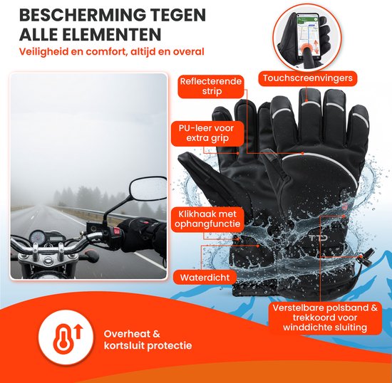 TTD® Gants chauffants Deluxe M - Cuir PU - Moufles chauffantes