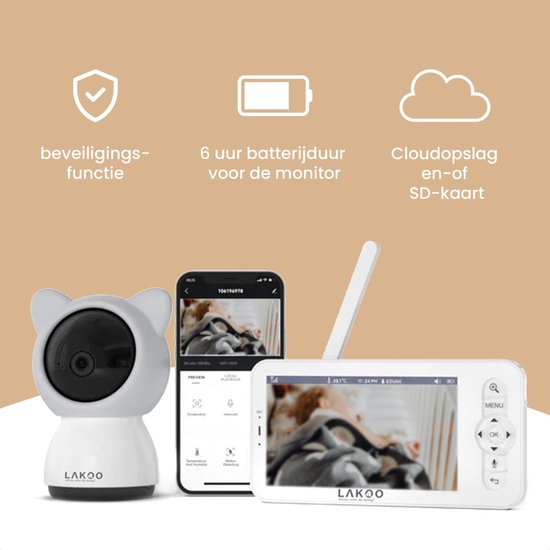 Lakoo BabyGuard Kitty Baby monitor - moniteur avec caméra ET application - écran partagé