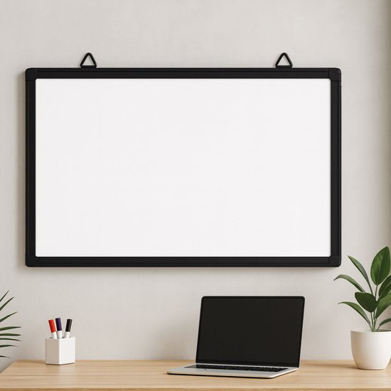BRASQ Tableau blanc 60×45 cm magnétique - avec accessoires (marqueurs, gomme, aimants) - Tableau noir - Tableau magnétique - noir
