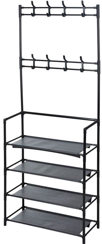Ceruzo Porte-manteau avec porte-chaussures - 8 crochets - 4 étagères à chaussures - économique - 60x26x155 cm