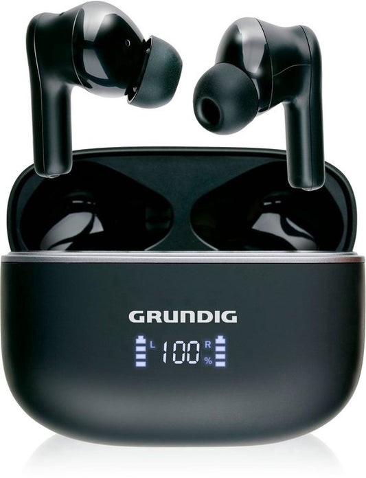 Écouteurs sans fil Grundig - Écouteurs Bluetooth - Réduction du bruit ANC+ENC - Écouteurs sans fil - Étui de chargement avec affichage LED - BT 5.3 - Autonomie de 25 heures