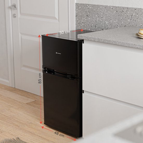 KitchenBrothers Réfrigérateur - 61L Compartiment réfrigérant - 24L Compartiment congélateur - Glacière - Frigo - Freestanding - Noir
