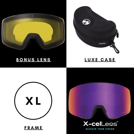 MowMow LOCAL Masque de ski Homme L/XL + lentille supplémentaire - Magnétique - Bio-Frame - R-Strap - UV400