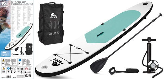 Pacific Special Edition Sup Board - 305 cm - jusqu'à 100 kg - blanc/vert