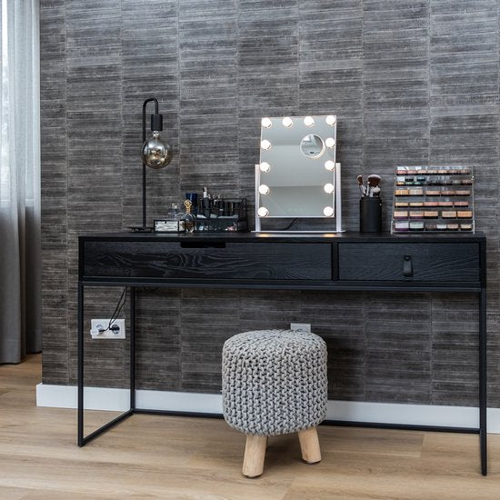 Mirlux Make Up Hollywood Mirror with Lighting (44x30cm) Vision - Dimmable LED Bulb Light - 13 Lamps - Black