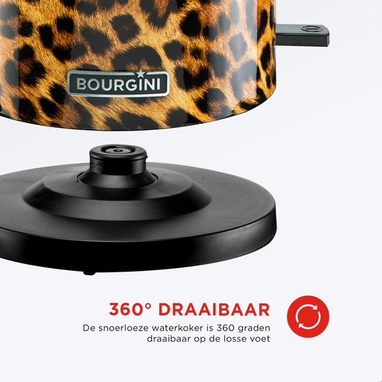 Bouilloire Panthère tendance Bourgini - Bouilloire élégante imprimée panthère pour les cuisines modernes
