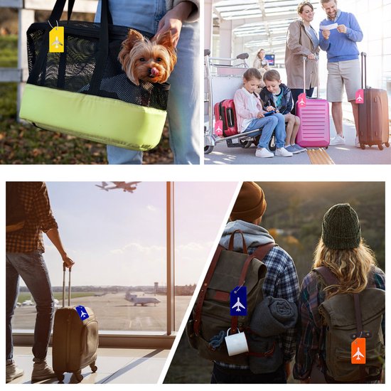 EverNeeds Etiquette de bagage - Silicone - Etiquette de bagage pour valises - Etiquettes de bagage - Bleu - 5 pièces