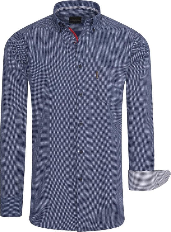 Cappuccino Italia - Chemises Hommes Chemise Regular Fit Navy Dotted - Bleu - Taille XL