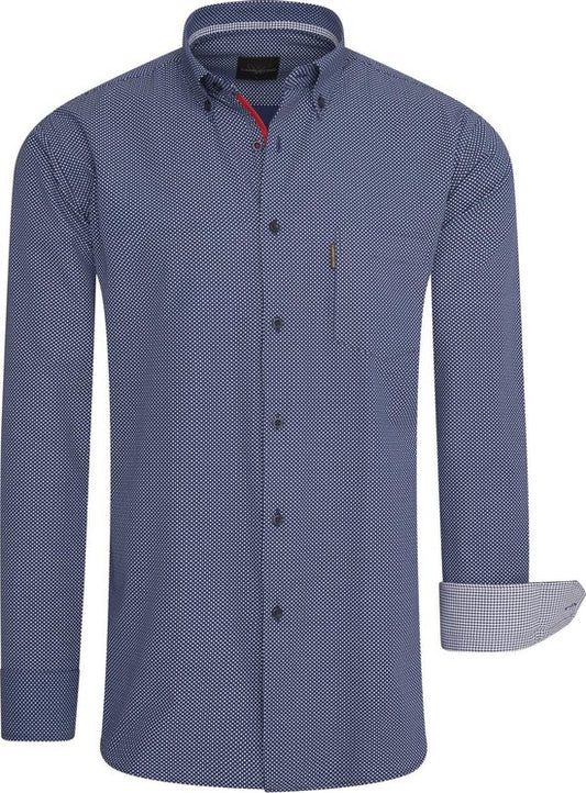 Cappuccino Italia - Chemises Hommes Chemise Regular Fit Navy Dotted - Bleu - Taille XL