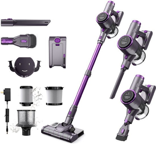 FlinQ Aspirateur V8 - Aspirateur balai avec fonction serpillière - Aspirateur balai sans fil - Aspirateur sans sac - Avec batterie durable - Sans fil et utilisable comme dépoussiéreur