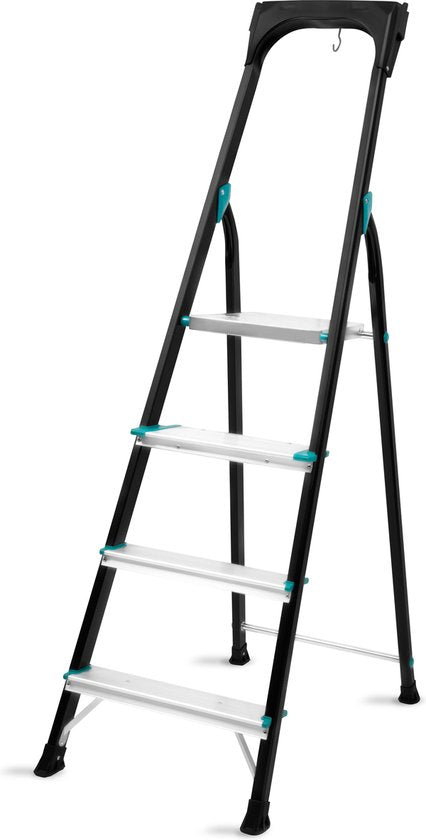 Échelles ménagères - VONROC PRO - pliante en aluminium - 4 échelons antidérapants - capacité de charge max. 150kg - noir