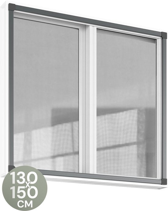 O'DADDY® Window Screen - 130x150 cm - Moustiquaire adaptable - Fibre de verre - Moustiquaire - Polyvalente et facile à installer - Noir