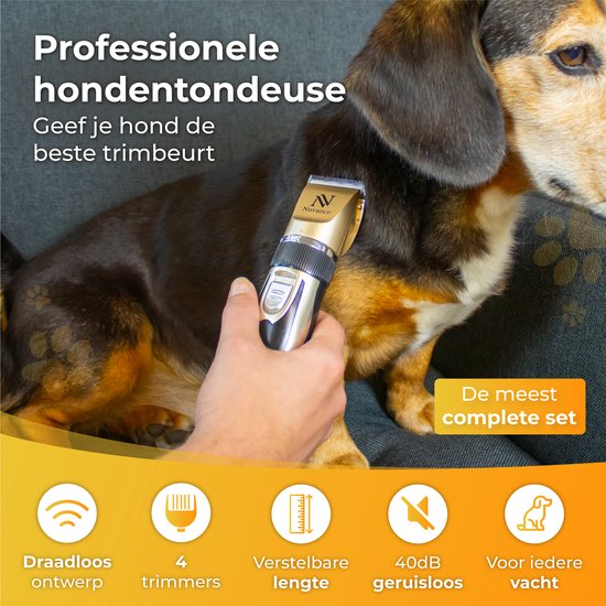 Nuvance - Tondeuse pour chien - set - silencieux - sans fil - pour chien et chat - Tondeuse professionnelle pour chien