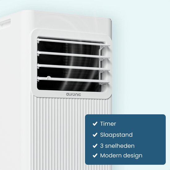 Auronic Mobile Air Conditioner - 9 000 BTU - 3 en 1 - Climatisation avec 2 kits d'étanchéité de fenêtre - Ventilateur - Déshumidificateur - refroidit jusqu'à 25m² - Blanc