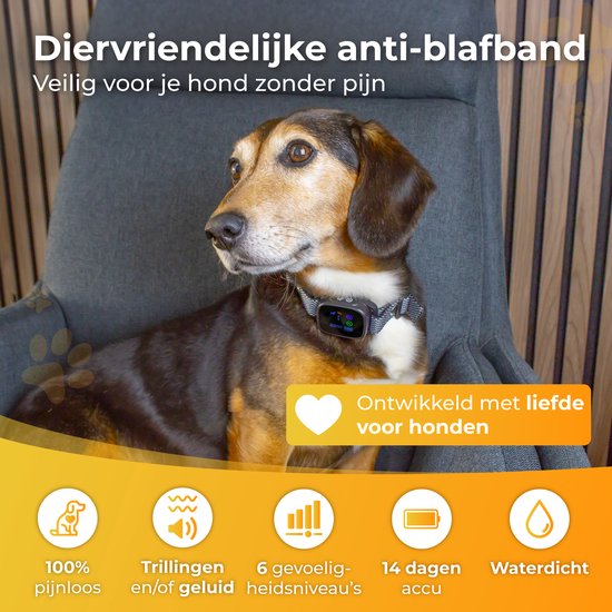 Nuvance Collier anti-aboiement digital - Dispositif anti-aboiement sans choc - Rechargeable - Collier anti-aboiement pour chiens et chiots - 6 étapes