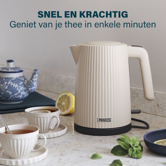 Bouilloire Princesse Wave 236048 - Rétro - 1,7 litres - 2200W - Beige