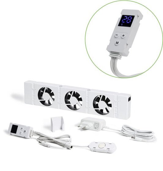 SpeedComfort Radiator Fan with Control Sensor - Mono Set (1x) - Chauffage plus rapide - Jusqu'à 22% d'économies d'énergie - Convient aux pompes à chaleur - Vitesses multiples - Simple à installer - Silencieux - Dutch Product - White