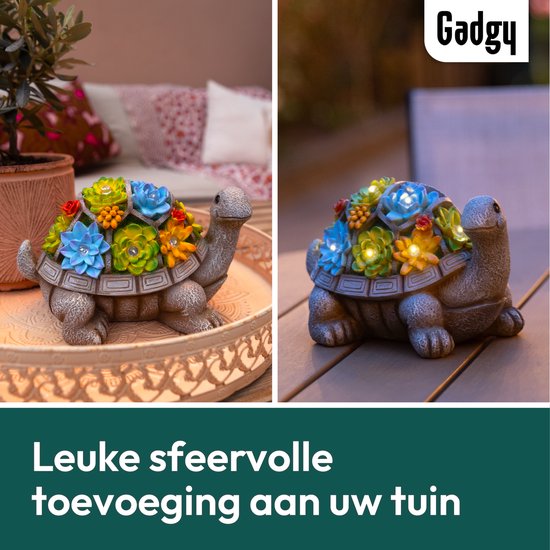 Gadgy Lampe solaire de jardin tortue - Lampe solaire de jardin - Lampe solaire de table - Lampe d'extérieur Statue de jardin - Lanterne de jardin avec capteur jour/nuit - Eclairage pour l'extérieur - Lanterne de jardin