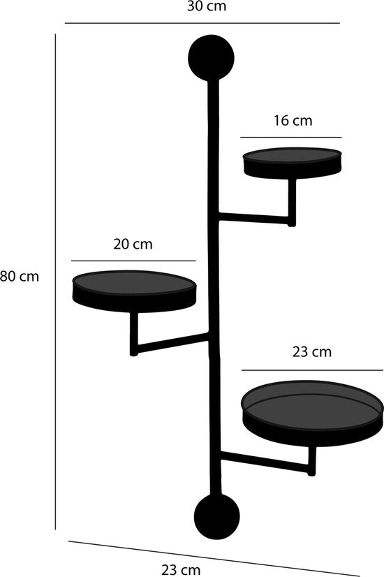 Mica Decorations Perry Wall Rack - L30 x L23 x H80 cm - Métal - Noir