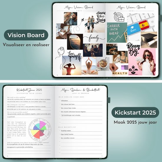 Systemyze Agenda 2025 Adultes - Planificateur - Journal - Organiseur - Feuilles d'autocollants incluses - Format A5 - Bleu gris