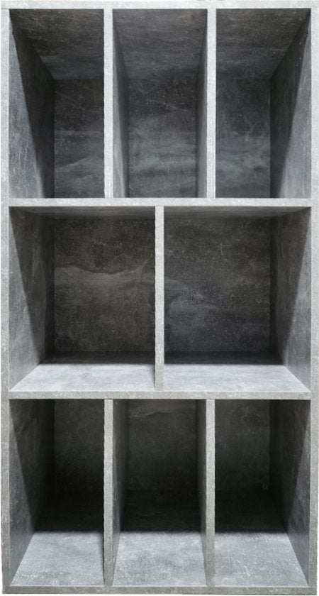 Meuble de rangement pour vinyles LP - meuble à disques - rangement vinyles LP - bibliothèque - 8 compartiments - aspect béton gris
