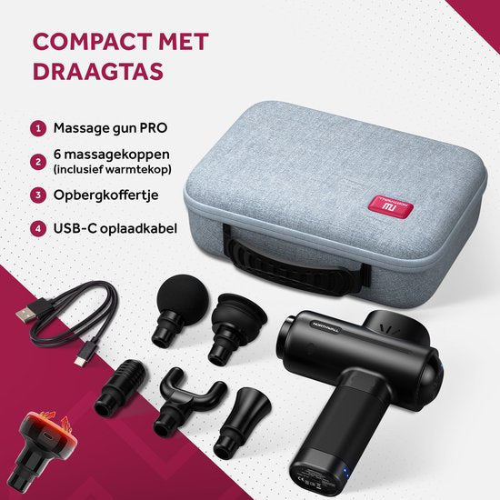 Masseur - Northwall - Pistolet de massage - 6 accessoires - Relaxation - Sans fil