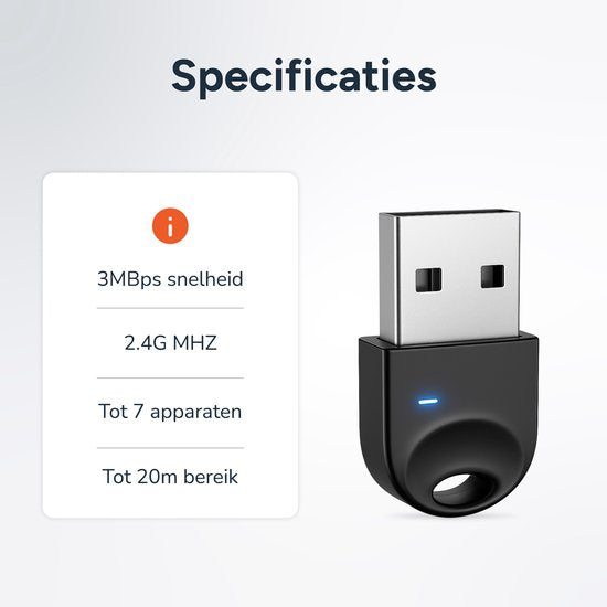 Skoov Bluetooth Adapter for USB - Laptop & PC - Pour souris, casque, clavier, haut-parleur etc - Dongle - Stick - Plug - Transmitter - Receiver - Accessories