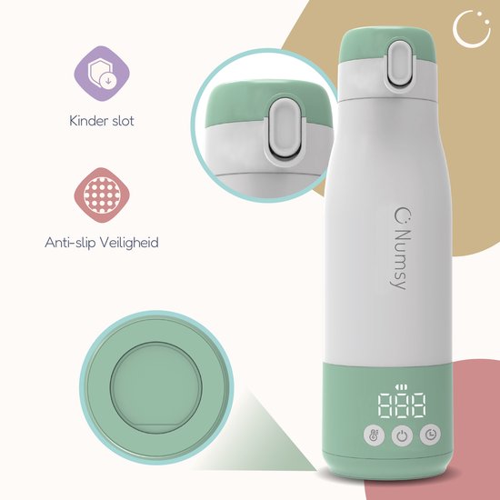 Chauffe biberon - Numsy - Thermos chauffant pour lait et eau - Sans fil - 350 ml