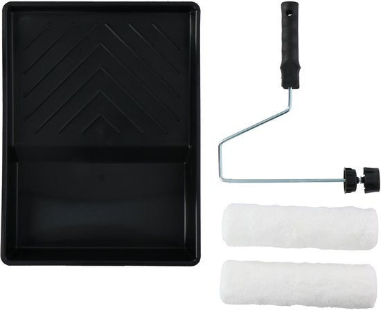 STANLEY Paint Roller Set - 2 rouleaux en polyester - 230 mm - 1 bac à peinture - 1 support avec bouchon